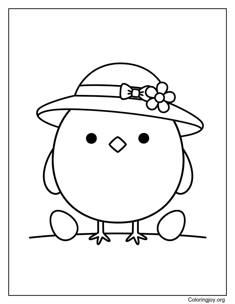 Chick with a tiny Easter bonnet