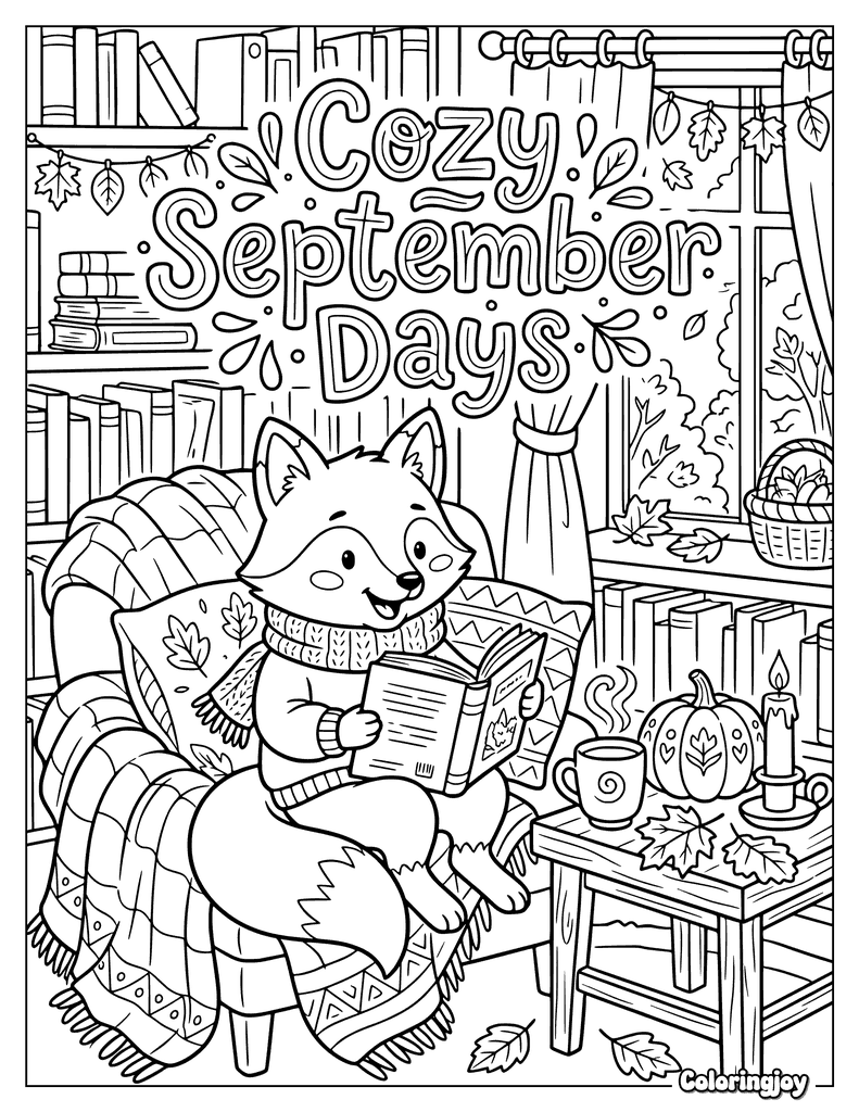 Cozy September Days Coloring Page