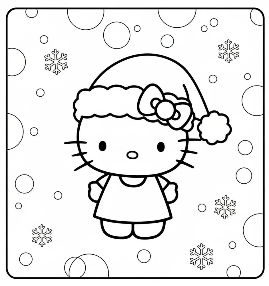 Lindo Hello Kitty con un gorro de Papá Noel
