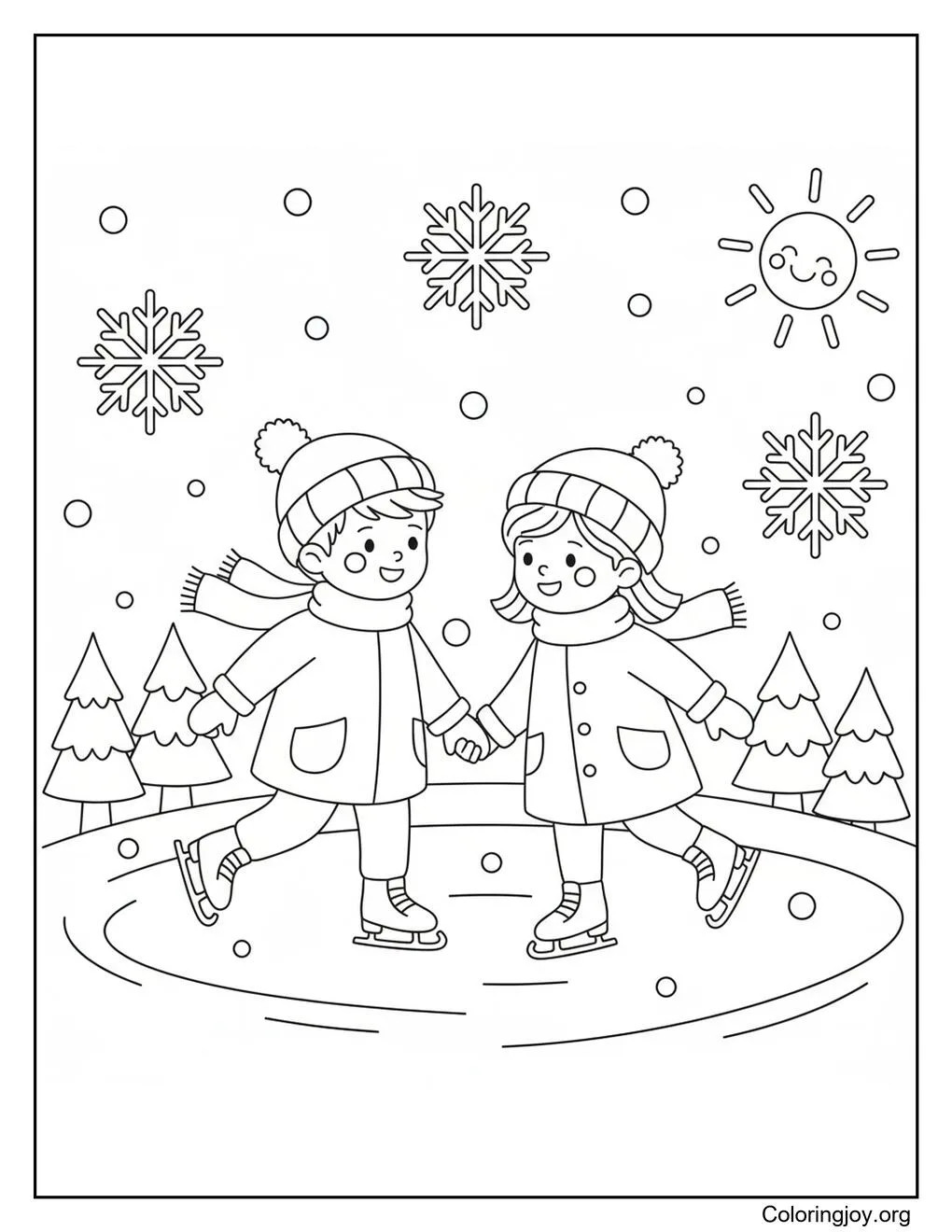 Patinaje sobre hielo página para colorear