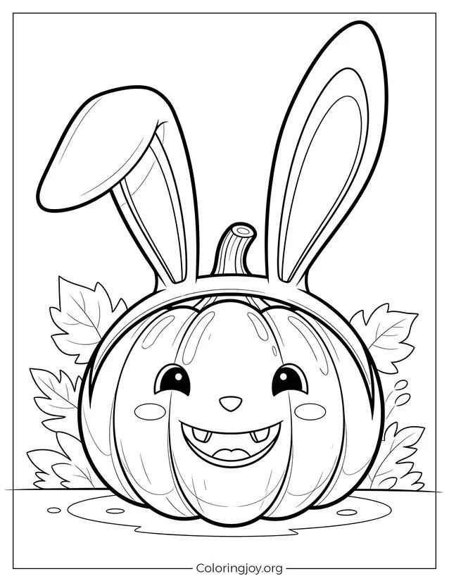Calabaza con orejas de conejo página para colorear