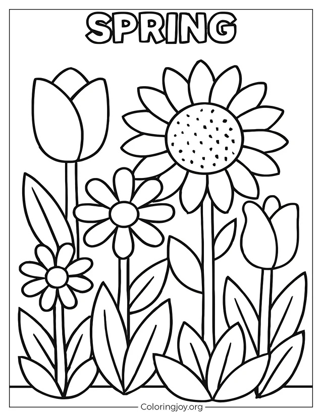 de primavera simple imprimible para niños página para colorear