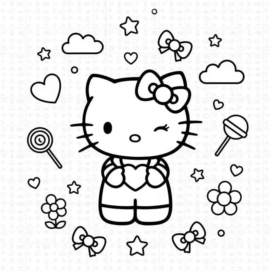 Hello Kitty Página para colorear estética