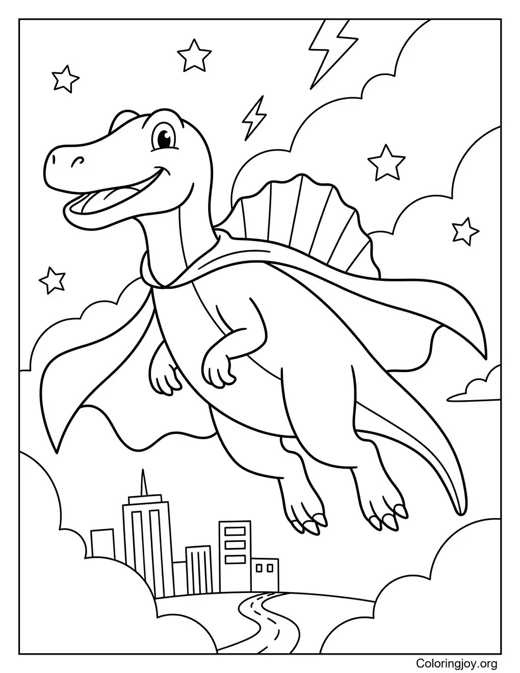 Malvorlage Fliegender Superheld Spinosaurus