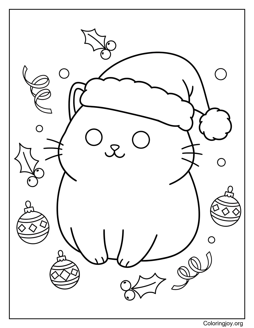 Surrounded by holiday decorations, this festive cat spreads cheerful vibes.