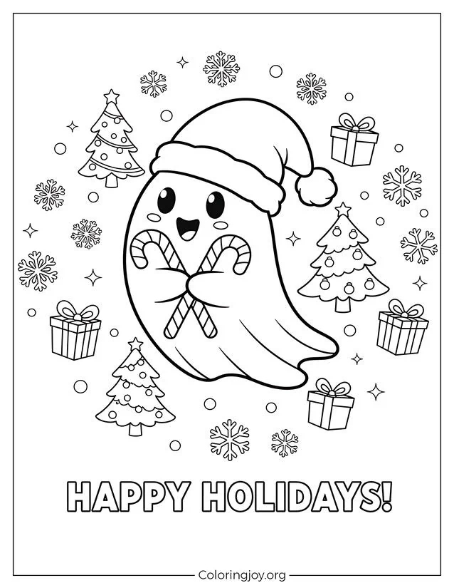 Dibujos para colorear de fantasmas de Navidad página para colorear