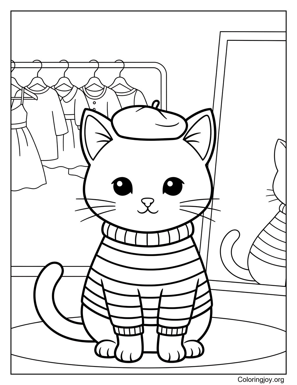 Trying new outfits, this kitten shows off stylish clothes.