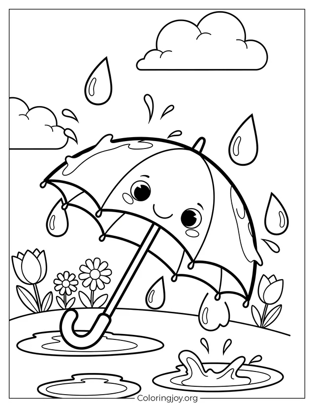 Dibujo de Patito de Estanque Primavera para colorear página para colorear