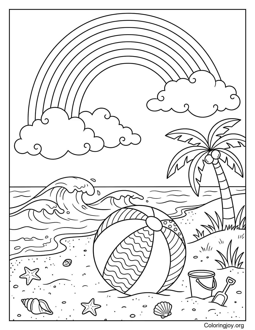Wasserball unter dem Regenbogen Malvorlage