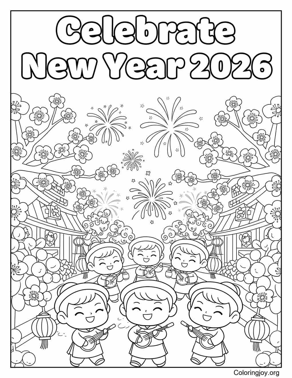 Vietnamese New Year coloring page