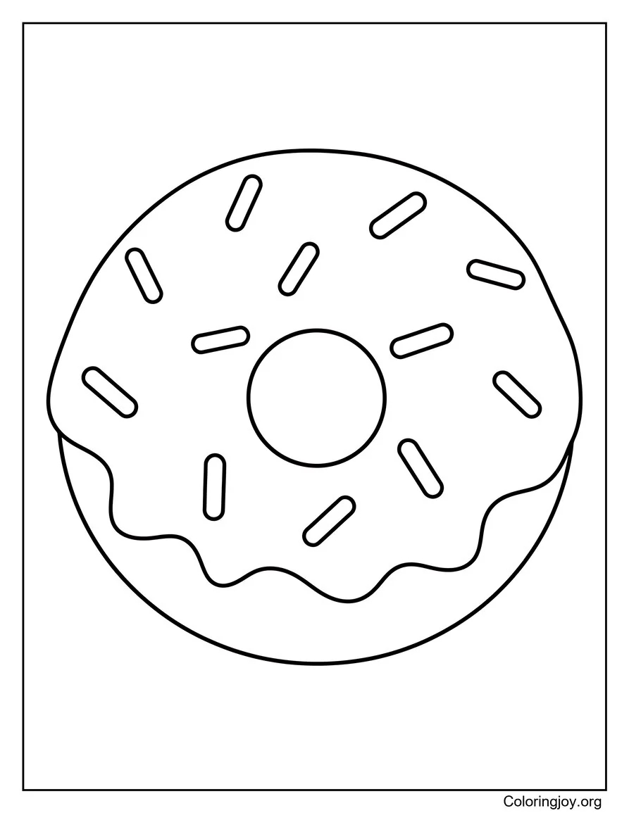 A plain donut drawing offers large spaces perfect for toddlers.