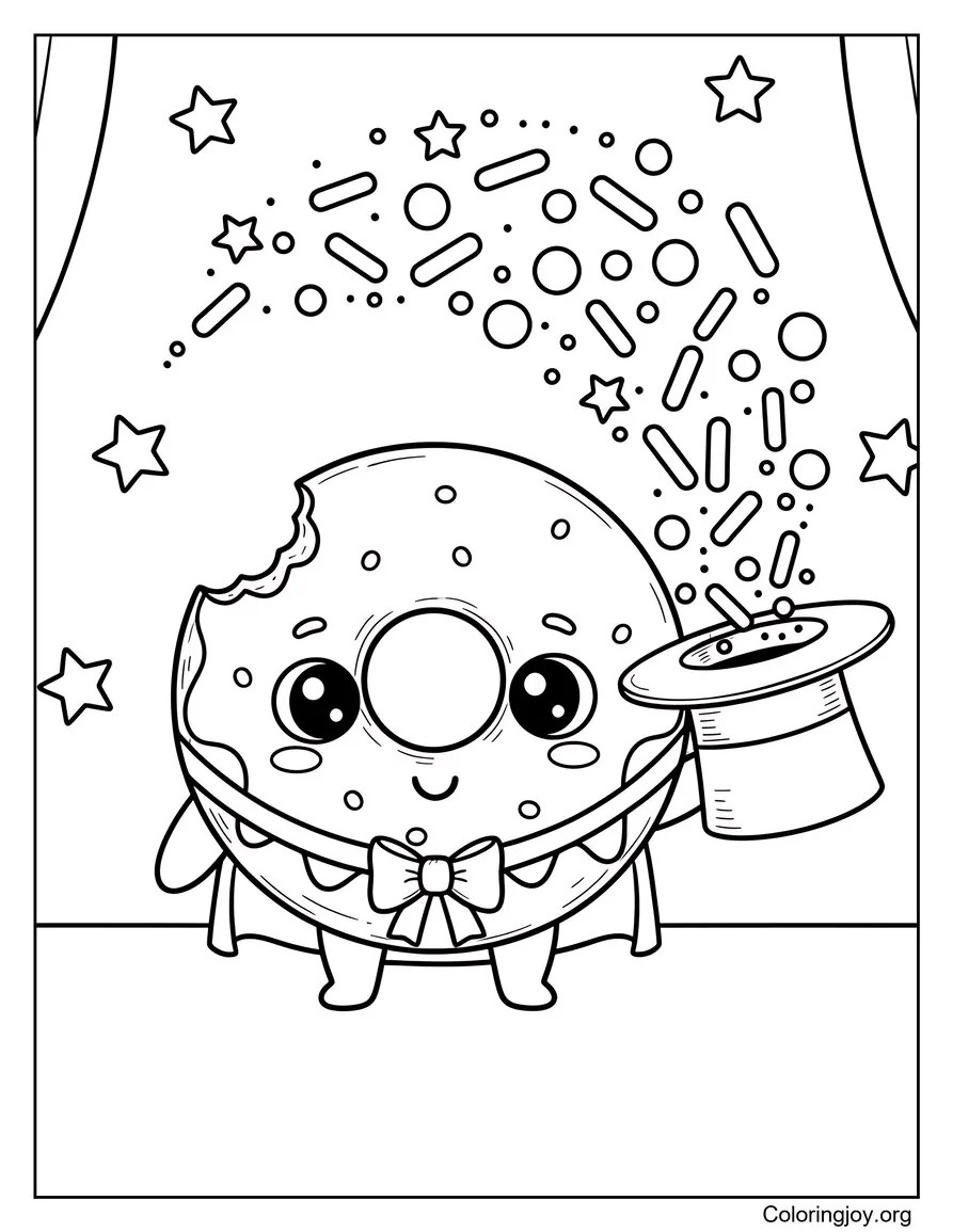 Magician Donut Pulling Sprinkles from a Hat