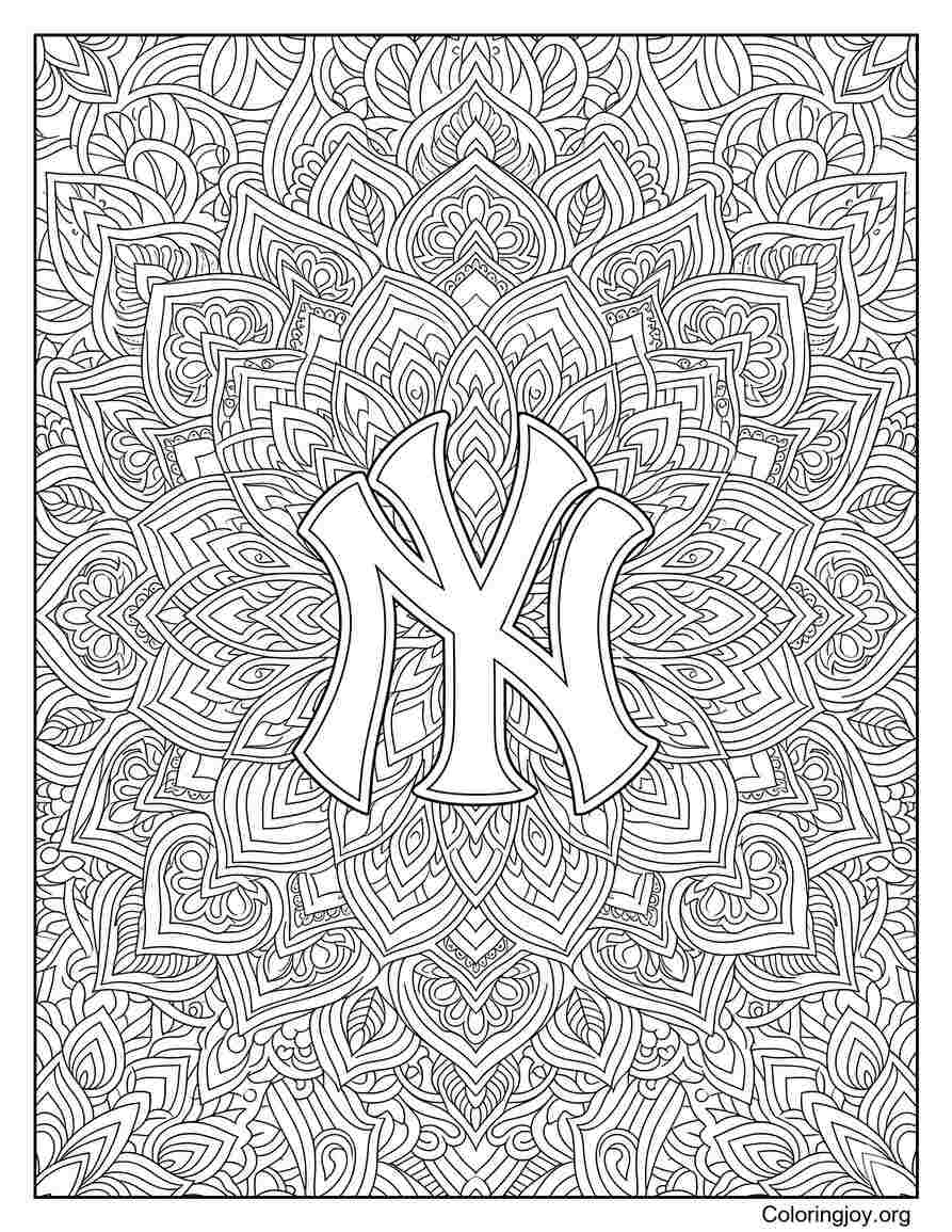 Yankees Mandala Art coloring page