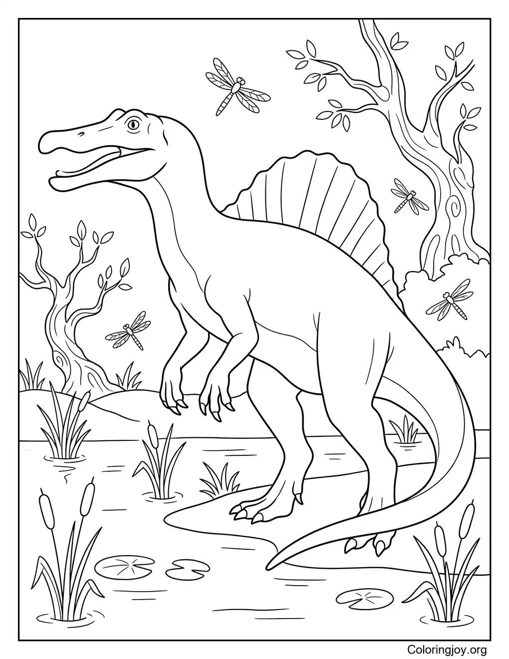 Malvorlage Prähistorischer Sumpfspinosaurus
