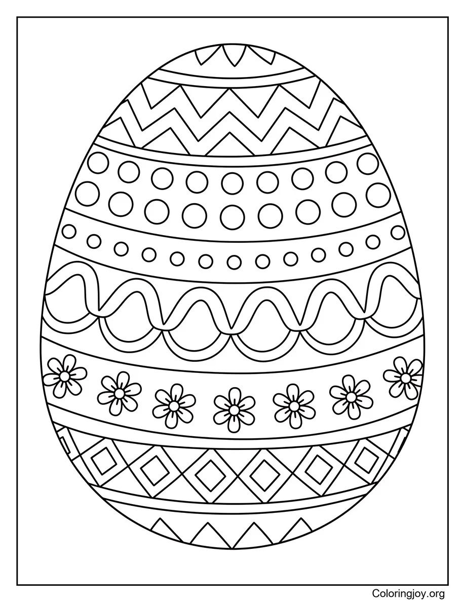 Big Patterned Easter Egg Coloring Page