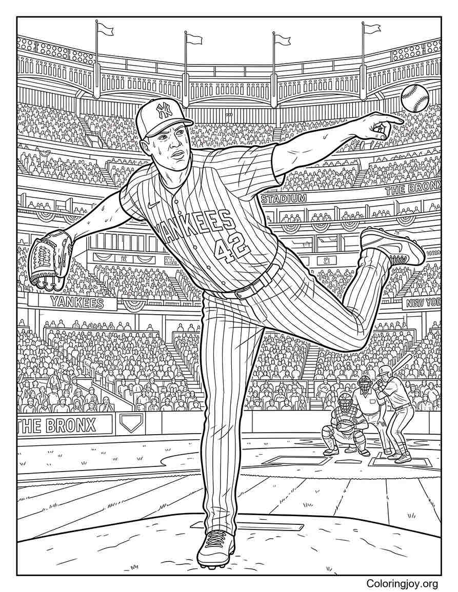Pitcher In Action coloring page