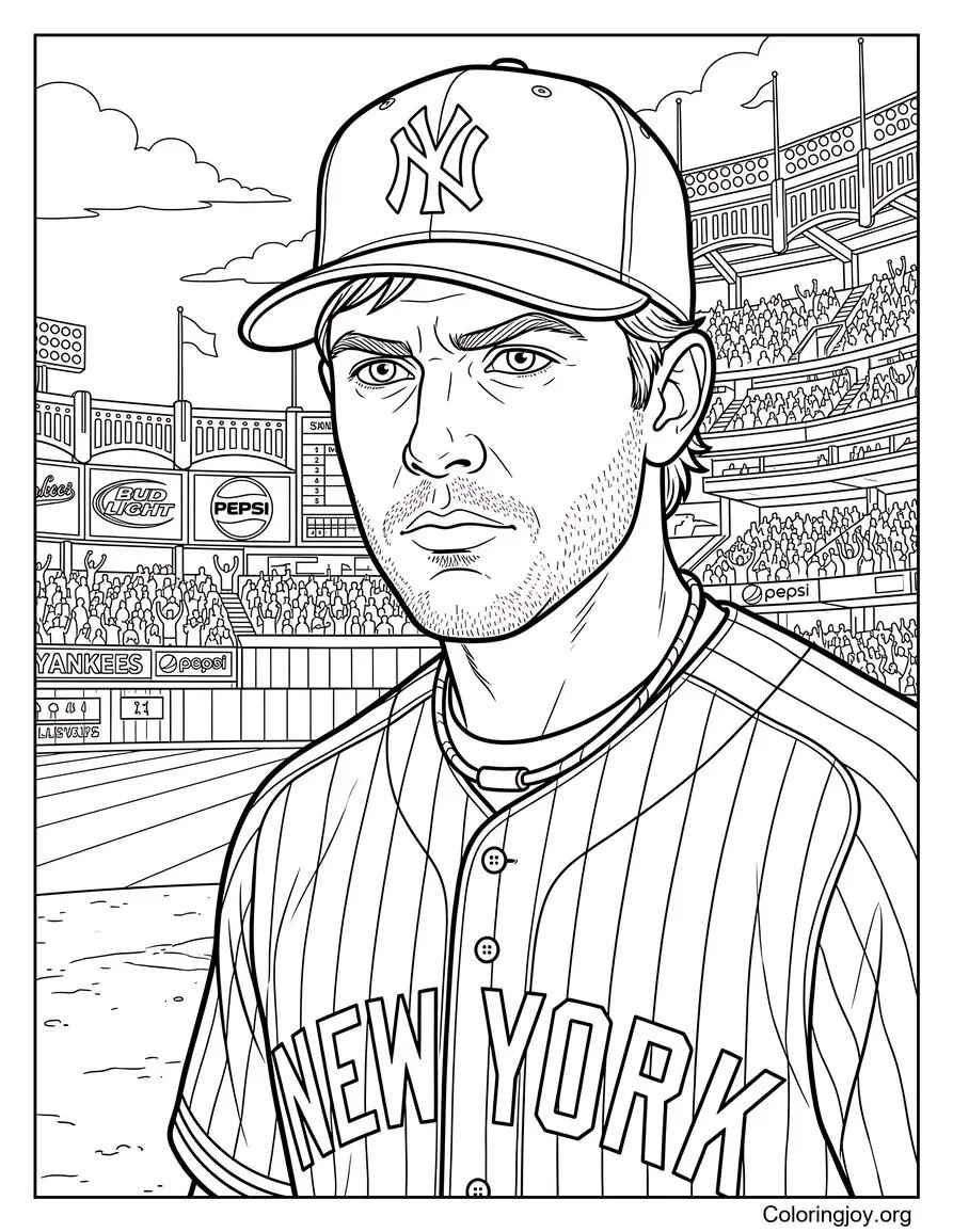 Yankees Player Close Up coloring page