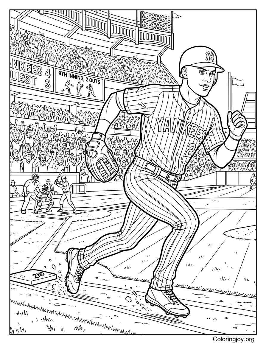 Yankees Player Running Bases coloring page