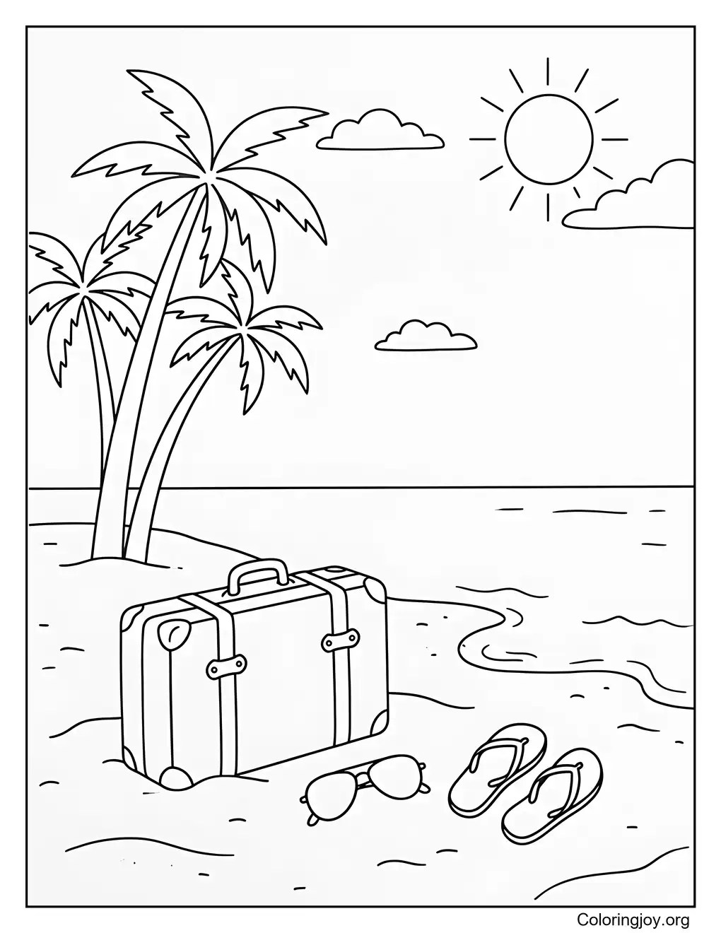 Cool Beach Vacation Adventurefor Kids coloring page