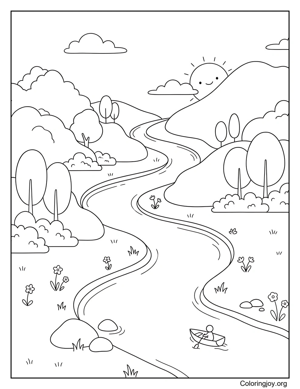 Ein Fluss fließt durch eine natürliche Landschaft.