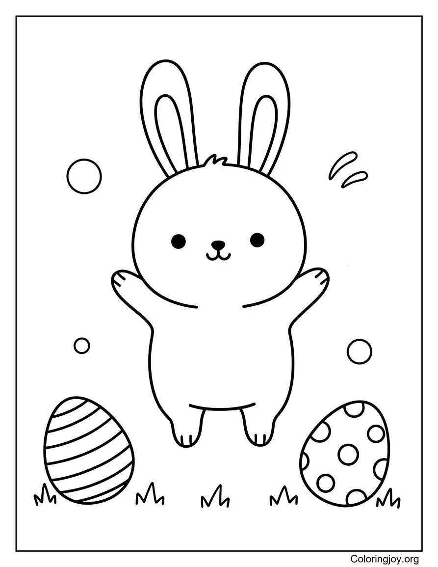 Feliz conejito de Pascua saltando