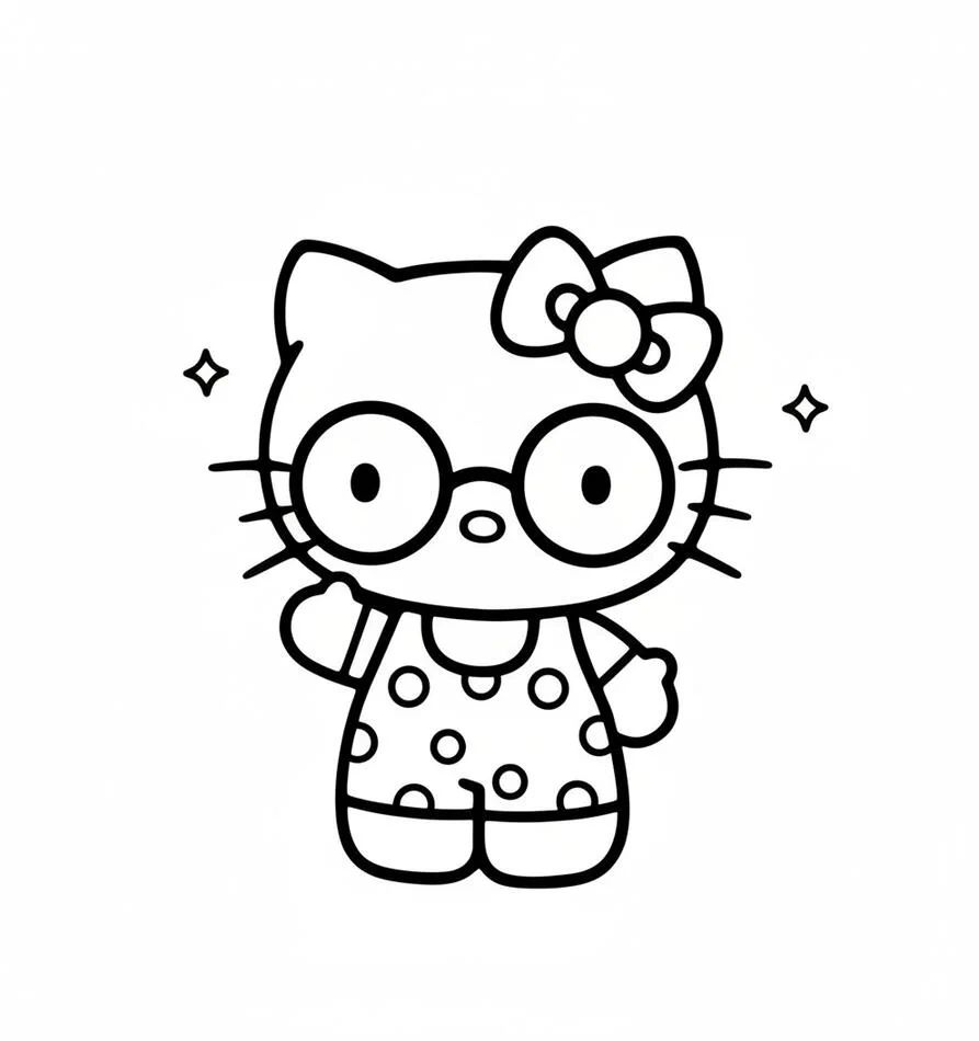 Hello Kitty Con Gafas Página para colorear