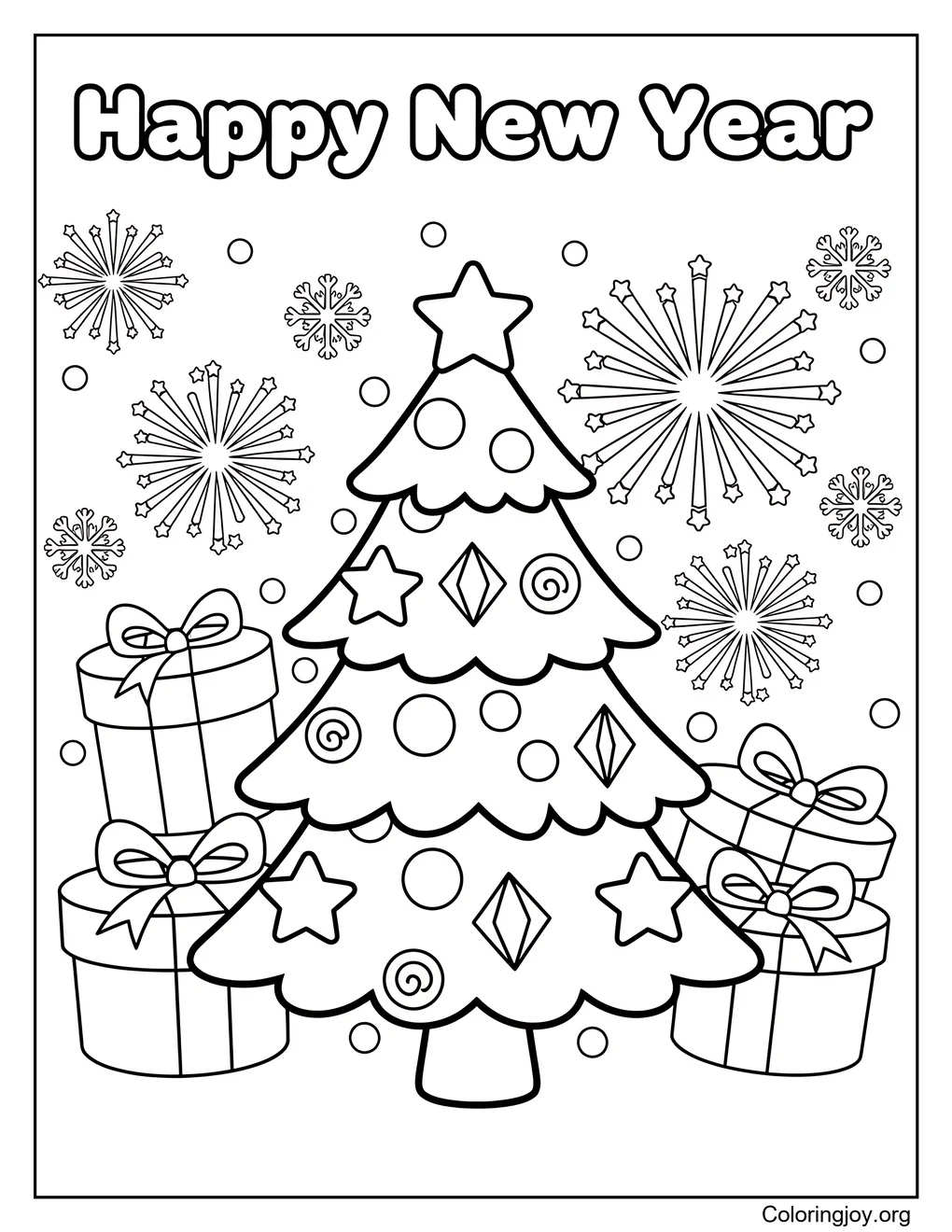 New Year tree festivefor kig coloring page