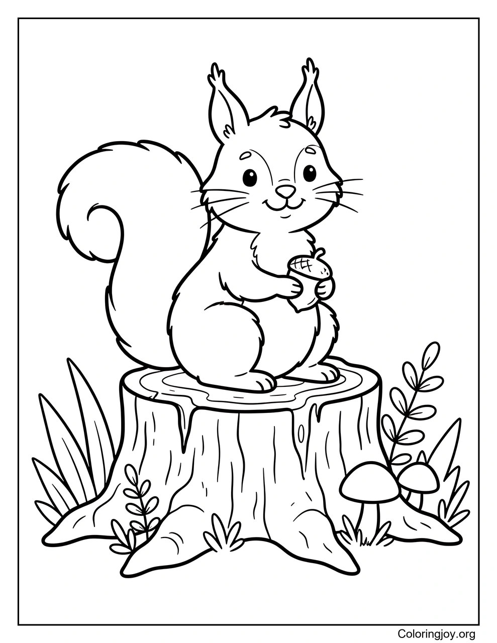 Sitting on a Tree Stump with a Squirrel