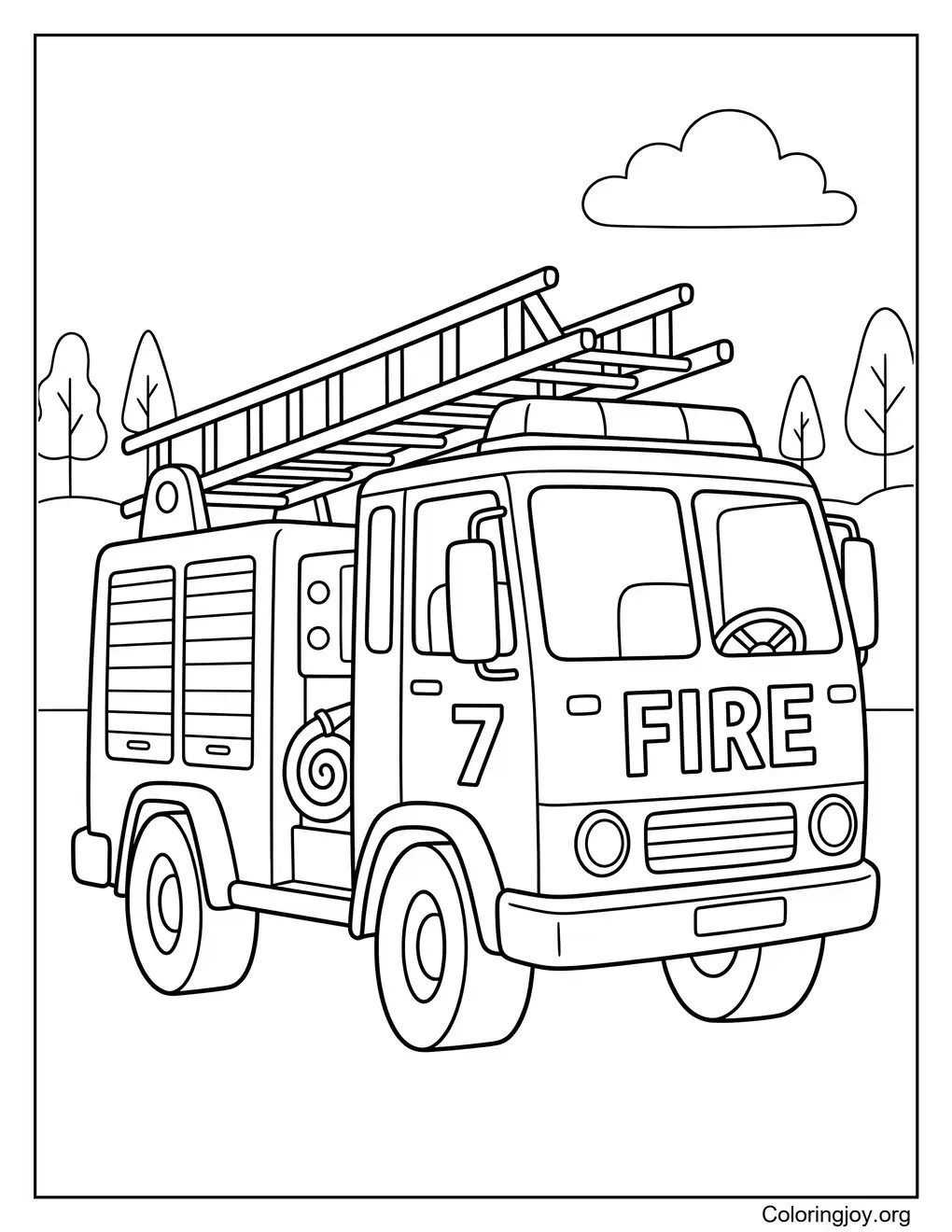 Livre de coloriage de camion de pompier imprimable