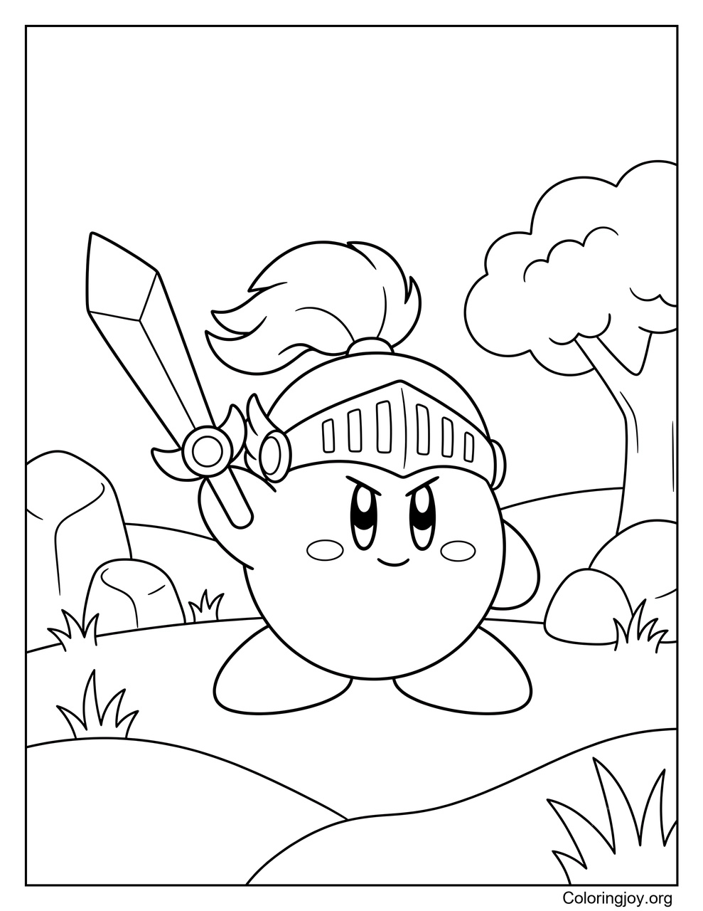 Sword Ability Kirby coloring page