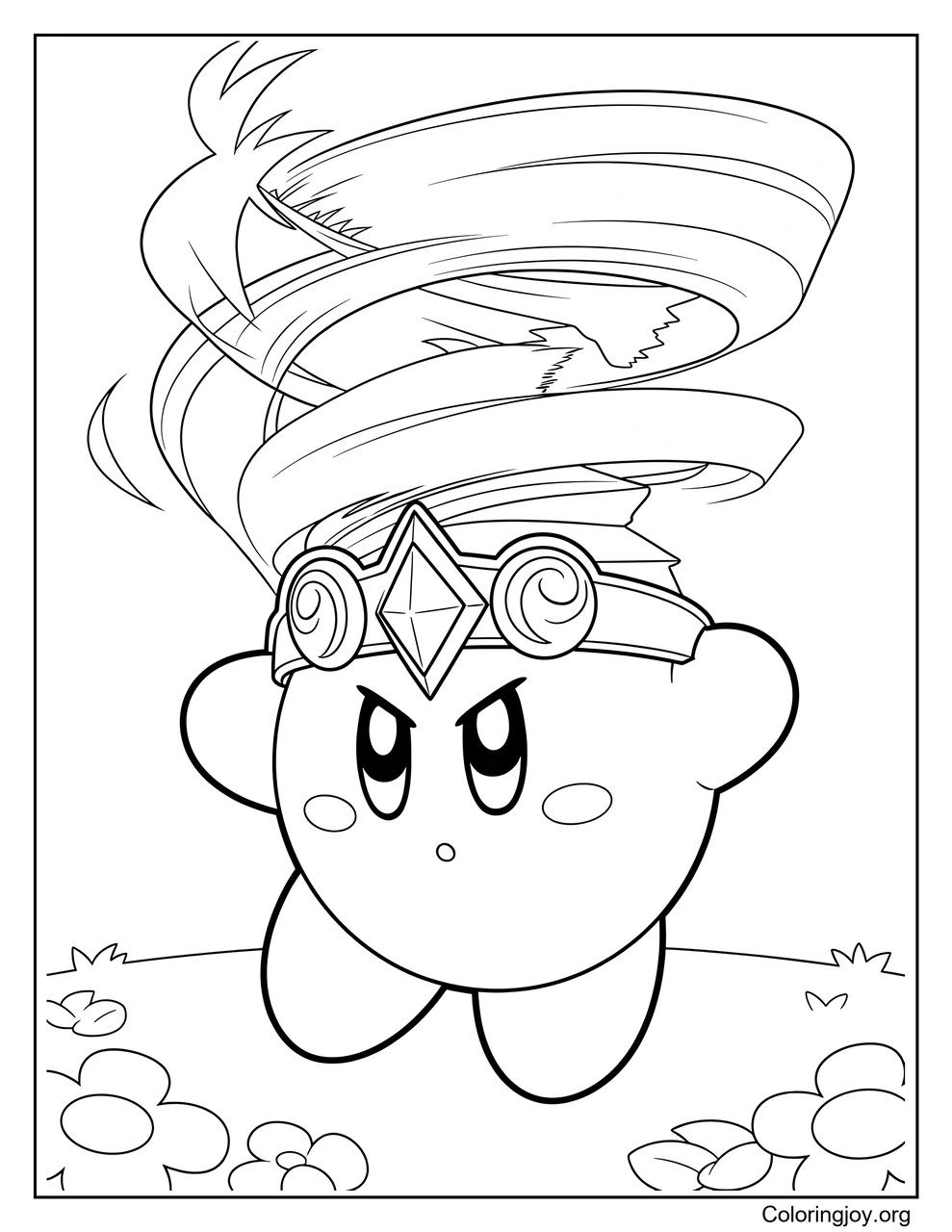 Tornado Ability Kirby coloring page