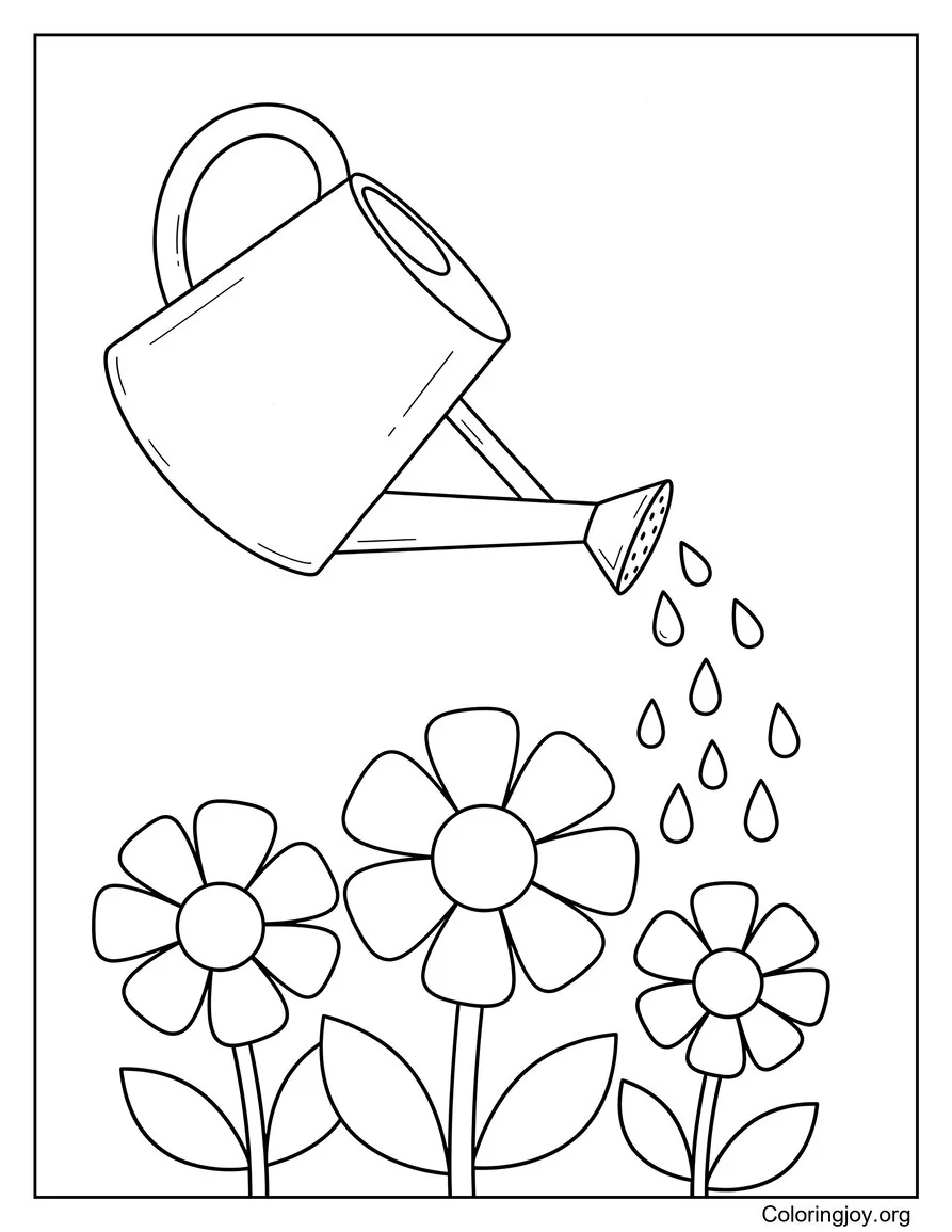 Regadera Regadera Flores De Primavera página para colorear