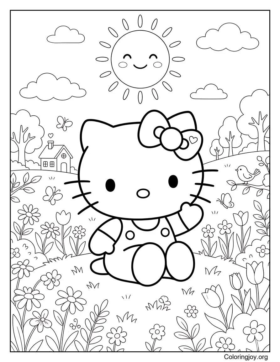 Sunny Smile Hello Kitty Coloring Sheet coloring page