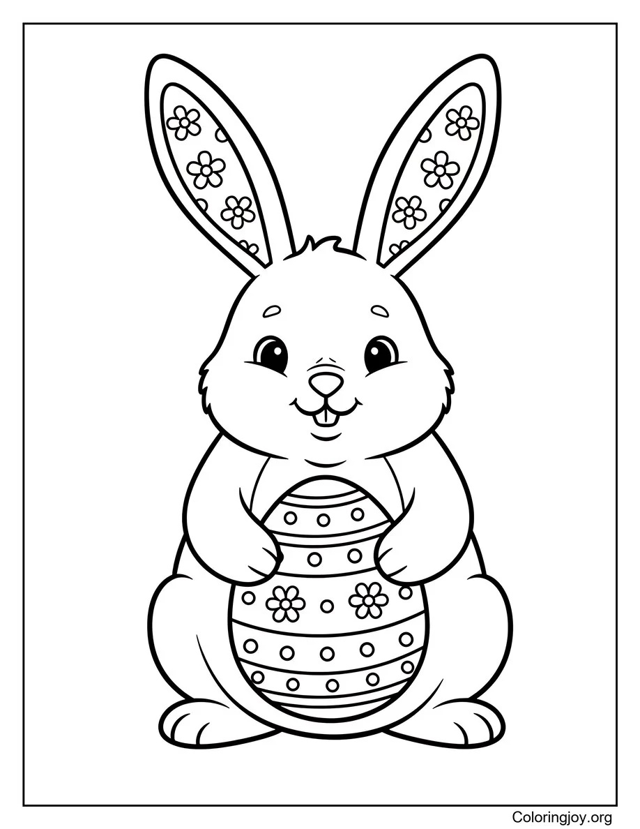 Easter Bunny Holding Egg coloring page