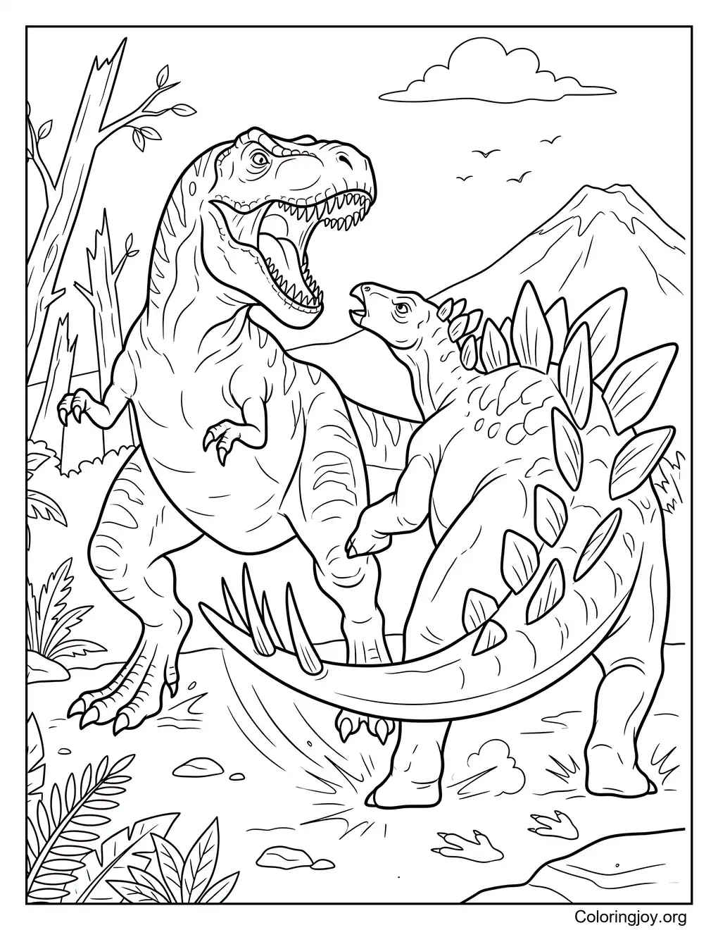 Stegosaurus vs T-Rex Battle