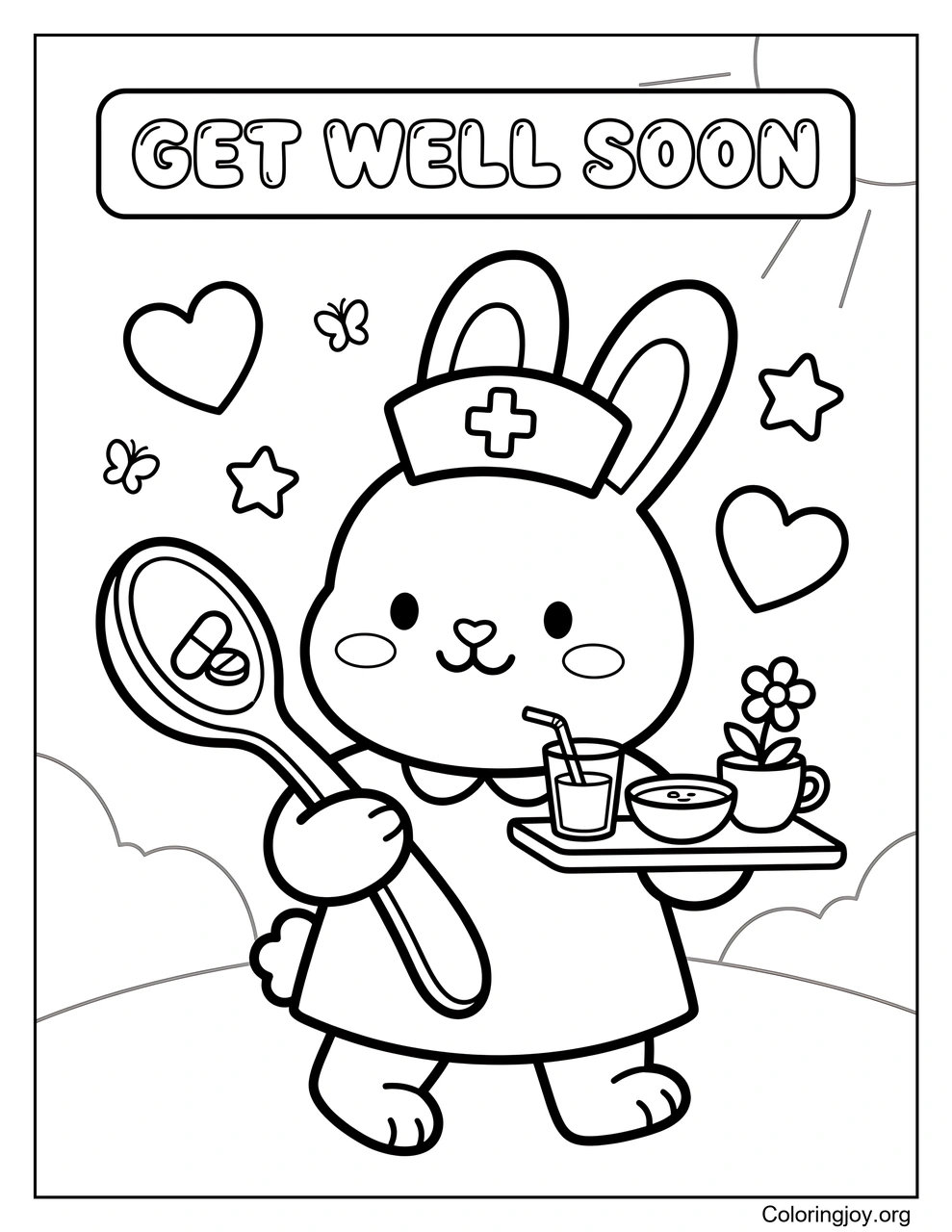 Enfermera Bunny trayendo medicina