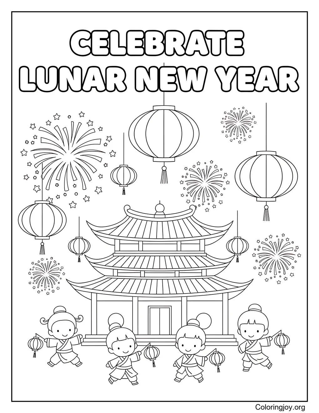 Chinese Lunar New Year coloring page