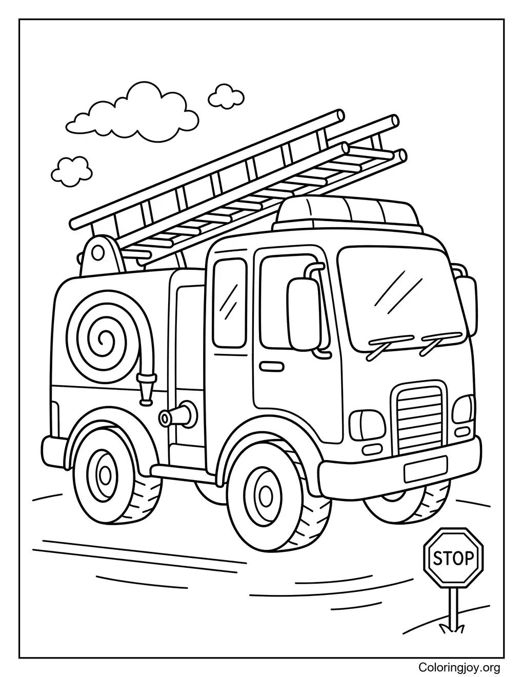 Feuilles de coloriage imprimables de camion de pompiers pour les enfants