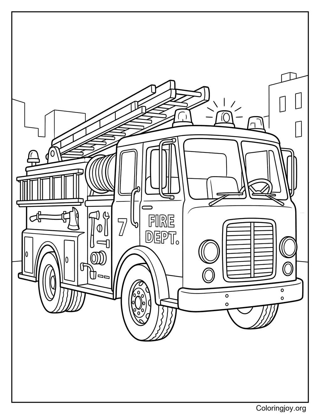 Coloriage camion de pompier rouge