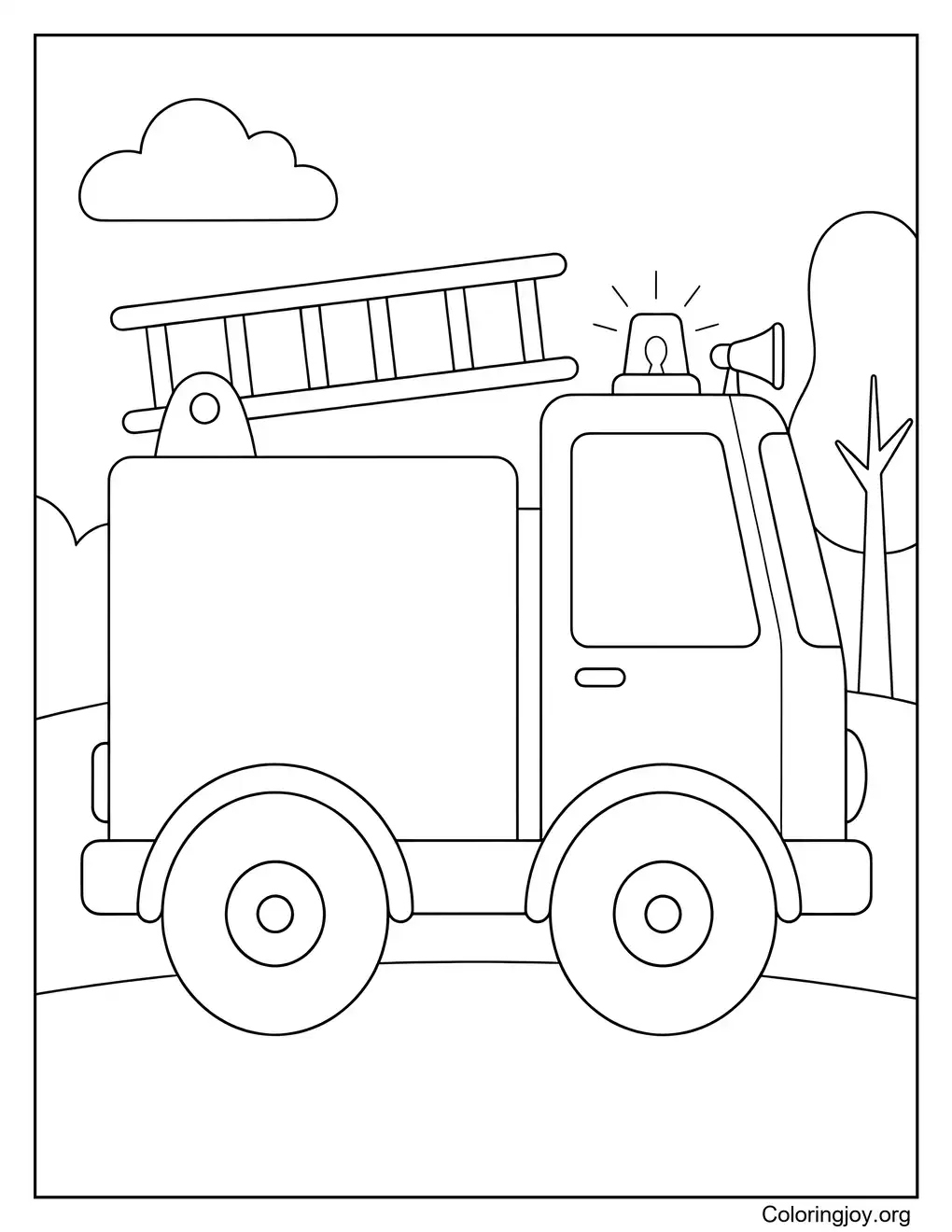 Coloriage simple de camion de pompier