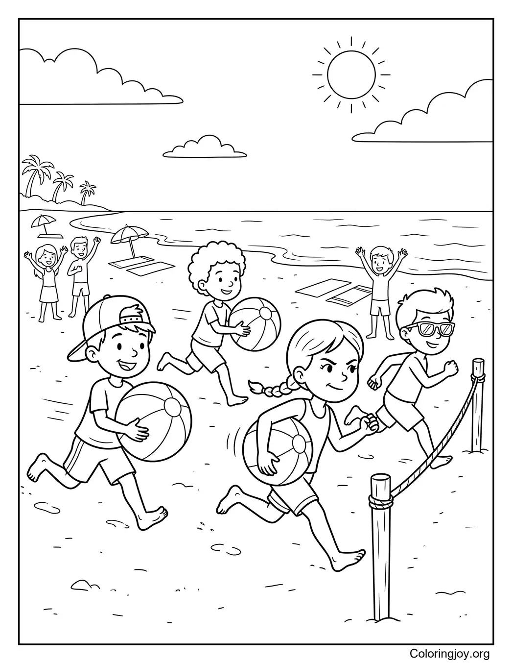 Beachball-Staffellauf Malvorlage