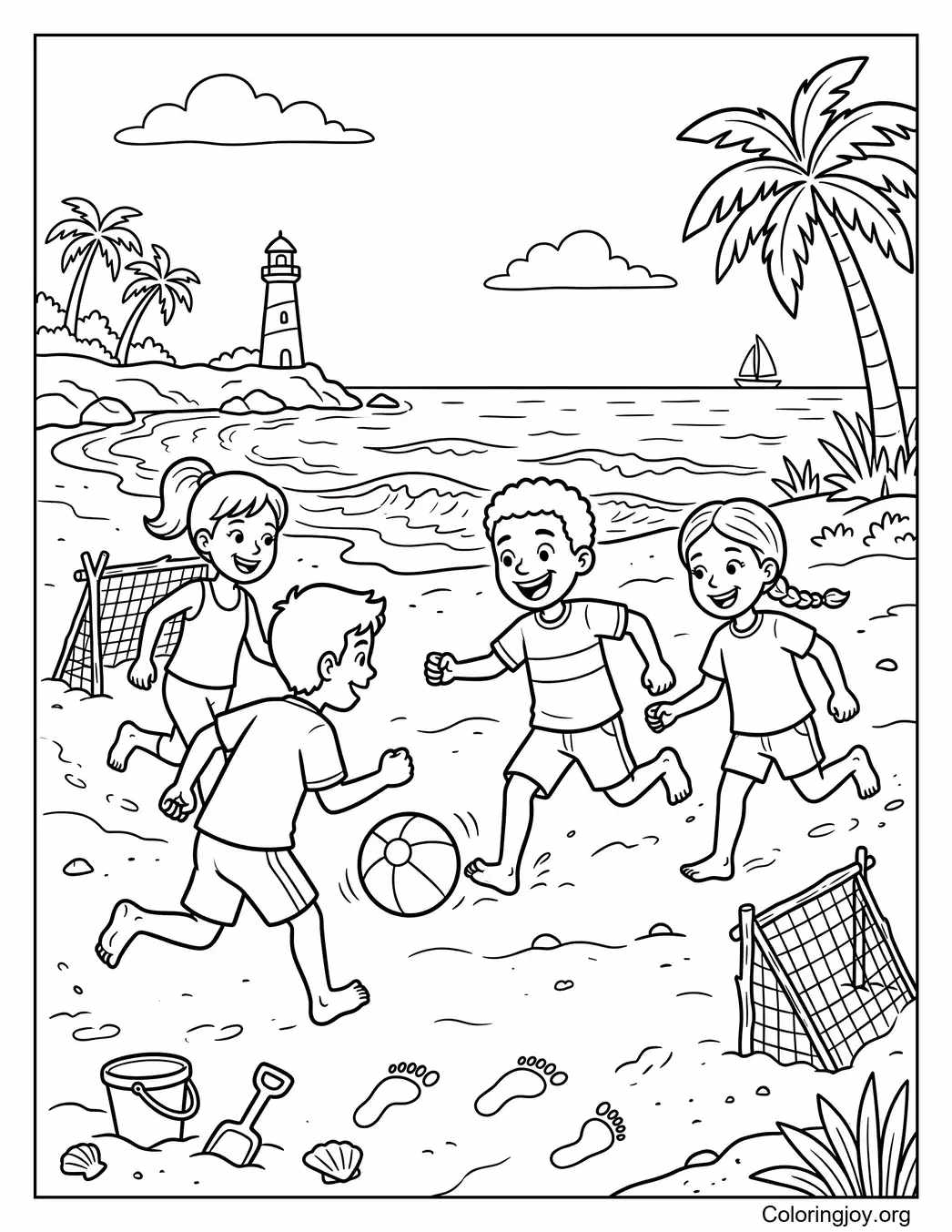 Strandball-Fußballspiel Malvorlage