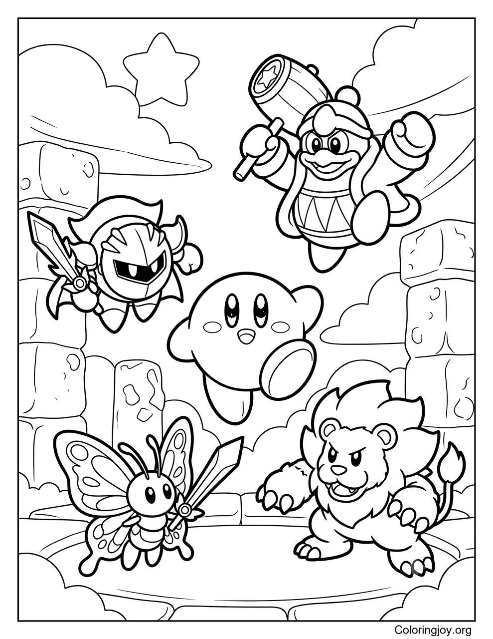 Epic Kirby Boss Battle coloring page
