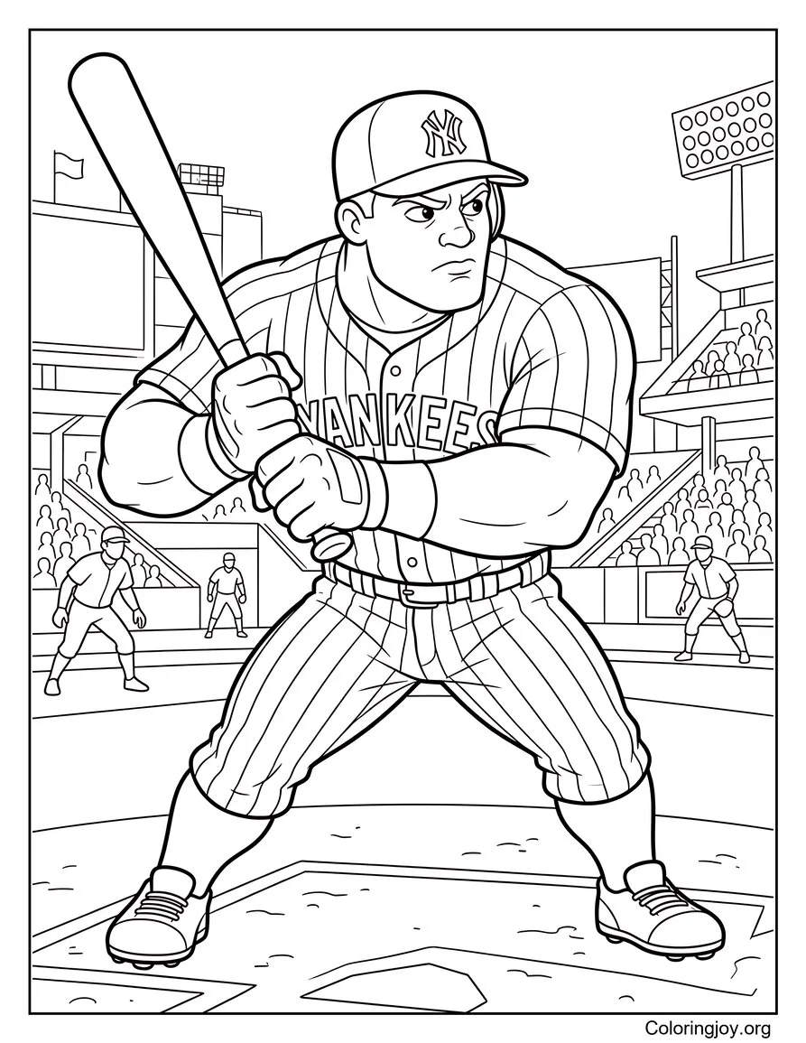 Yankees Batter Ready To Swing coloring page