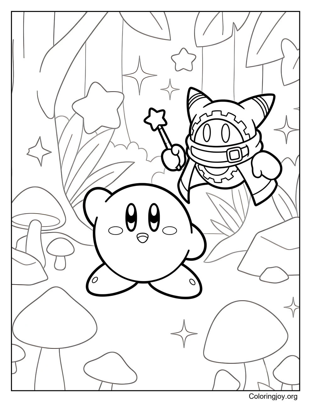 Magolor and Kirby coloring page