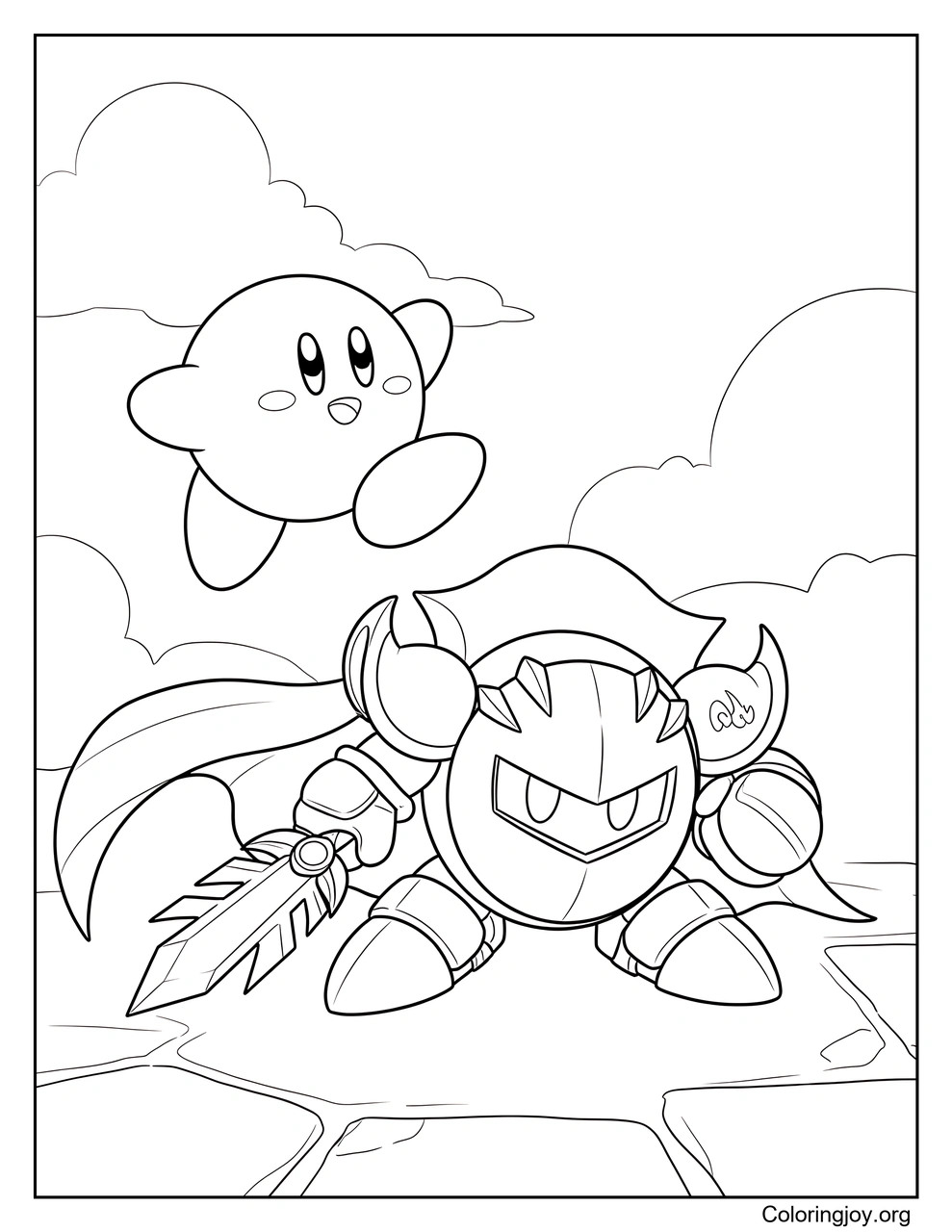 Meta Knight and Kirby coloring page