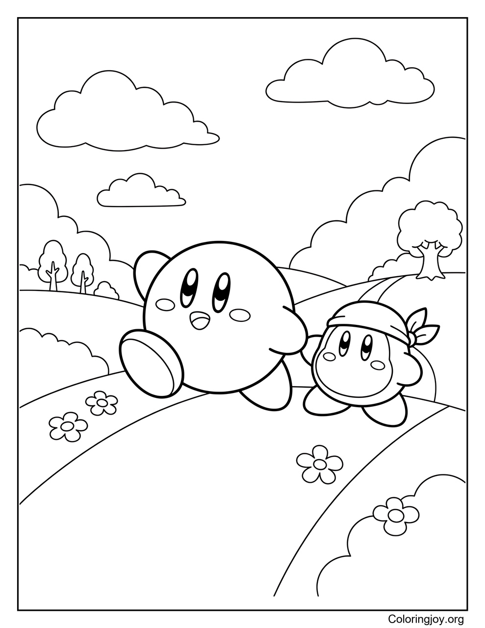 Waddle Dee and Kirby coloring page
