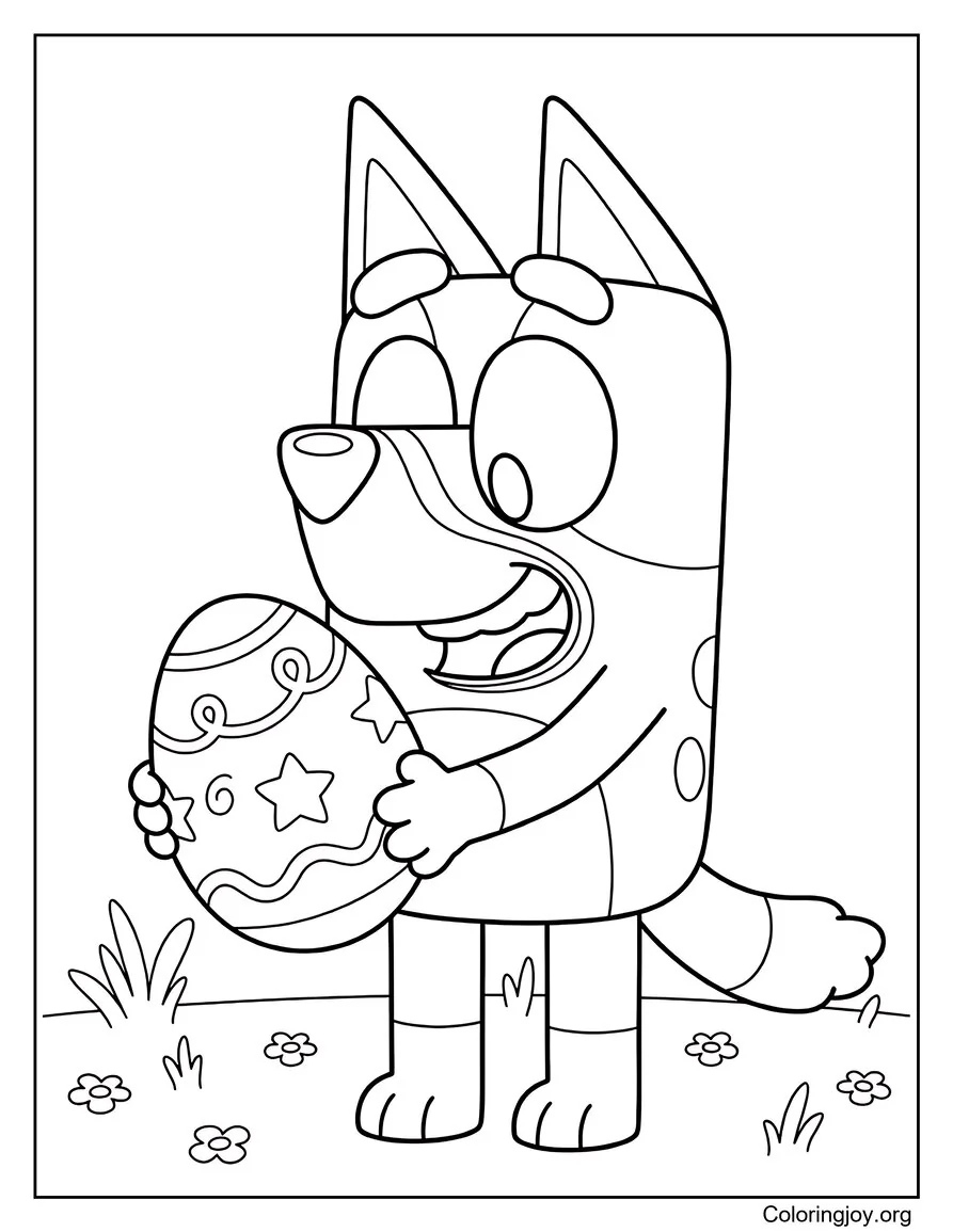 Bluey Página para colorear de Buscando el huevo de oro