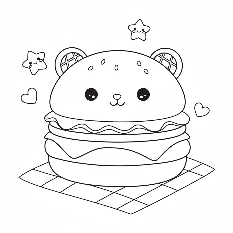 Hamburger Squishmallow coloring page
