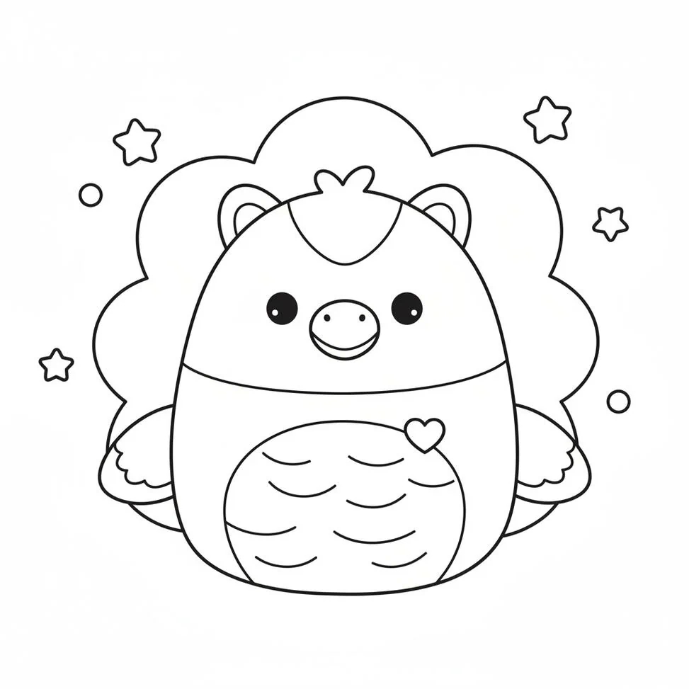 Cute Flamingo Squishmallow coloring page